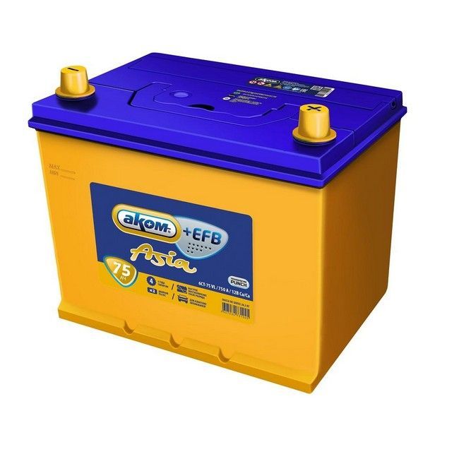 Аком Asia EFB 4607034731526 75А/ч-12V ст EN750 европейские обратная 260x173x225